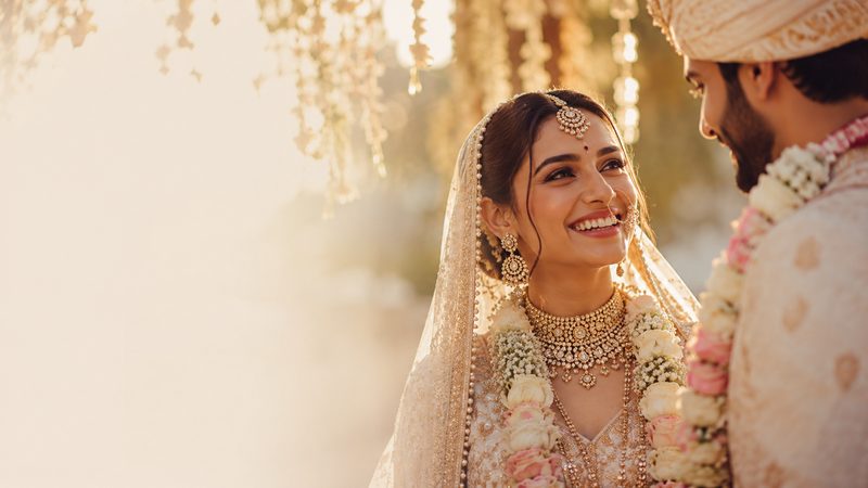 Bride smiling on wedding day